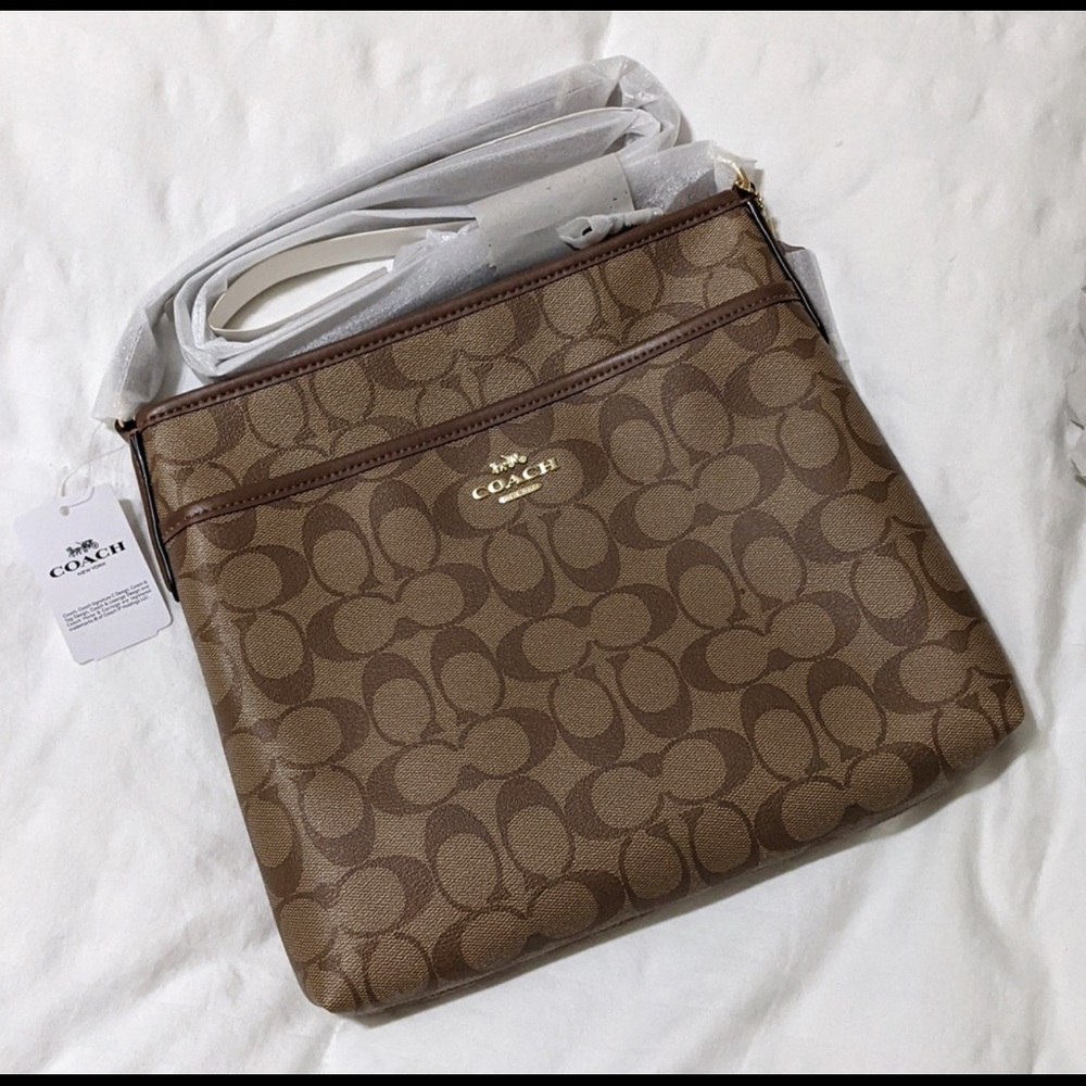 Brand New COACH File Crossbody Bag Signature Canvass